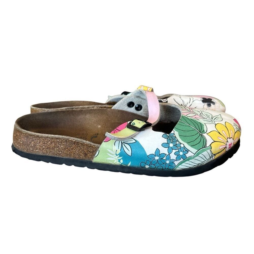 Birkenstock Floral Mary Jane Mules in Pink, Green, Yellow - Picture 3 of 10